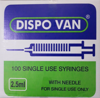 Dispovan Syringe with needle  2.5ml